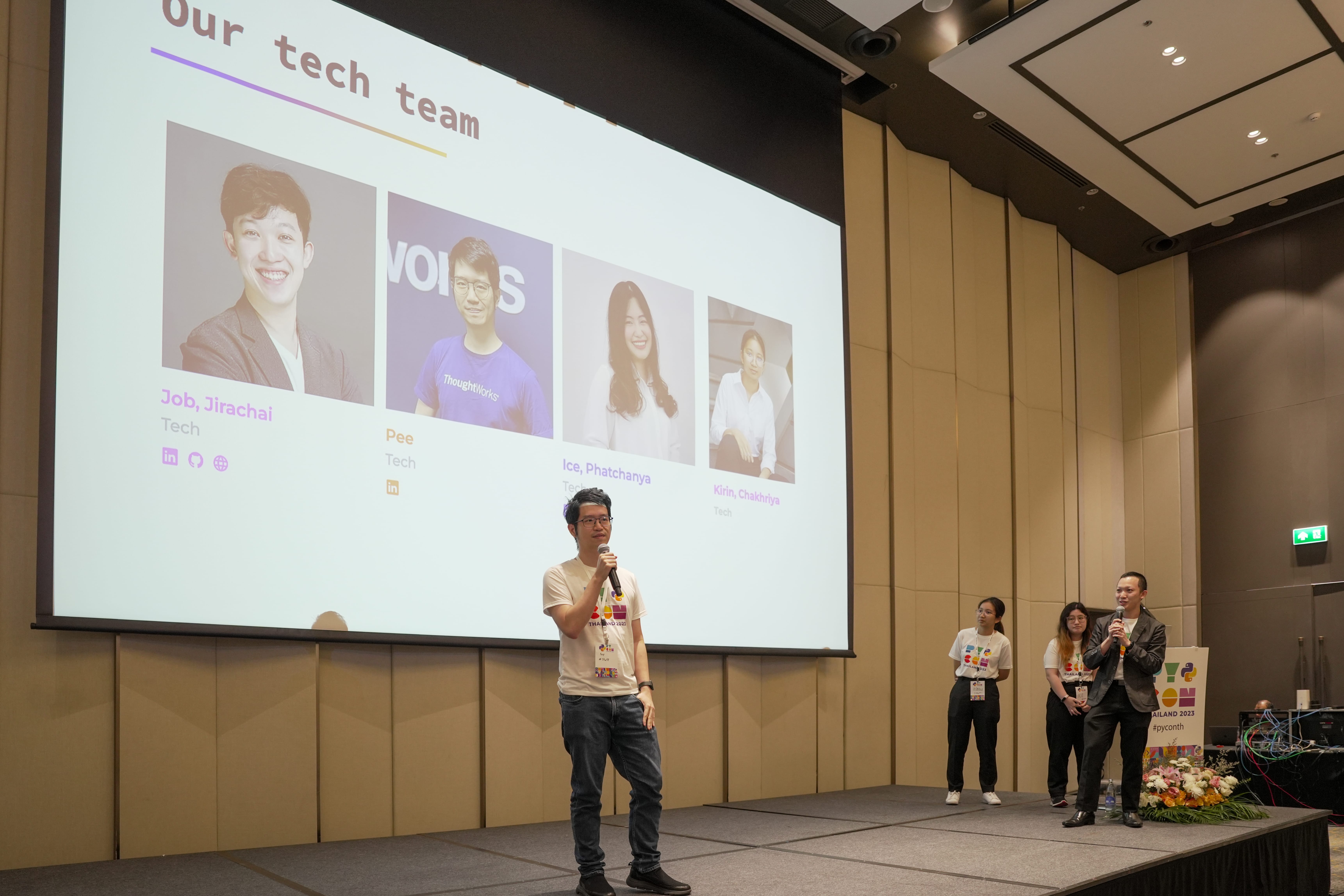 PyConTH 2023 - Tech team on stage